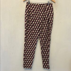 Apiece Apart Burgundy  Cream Black  Geometric Patterned ankle pants Size 2 EUC